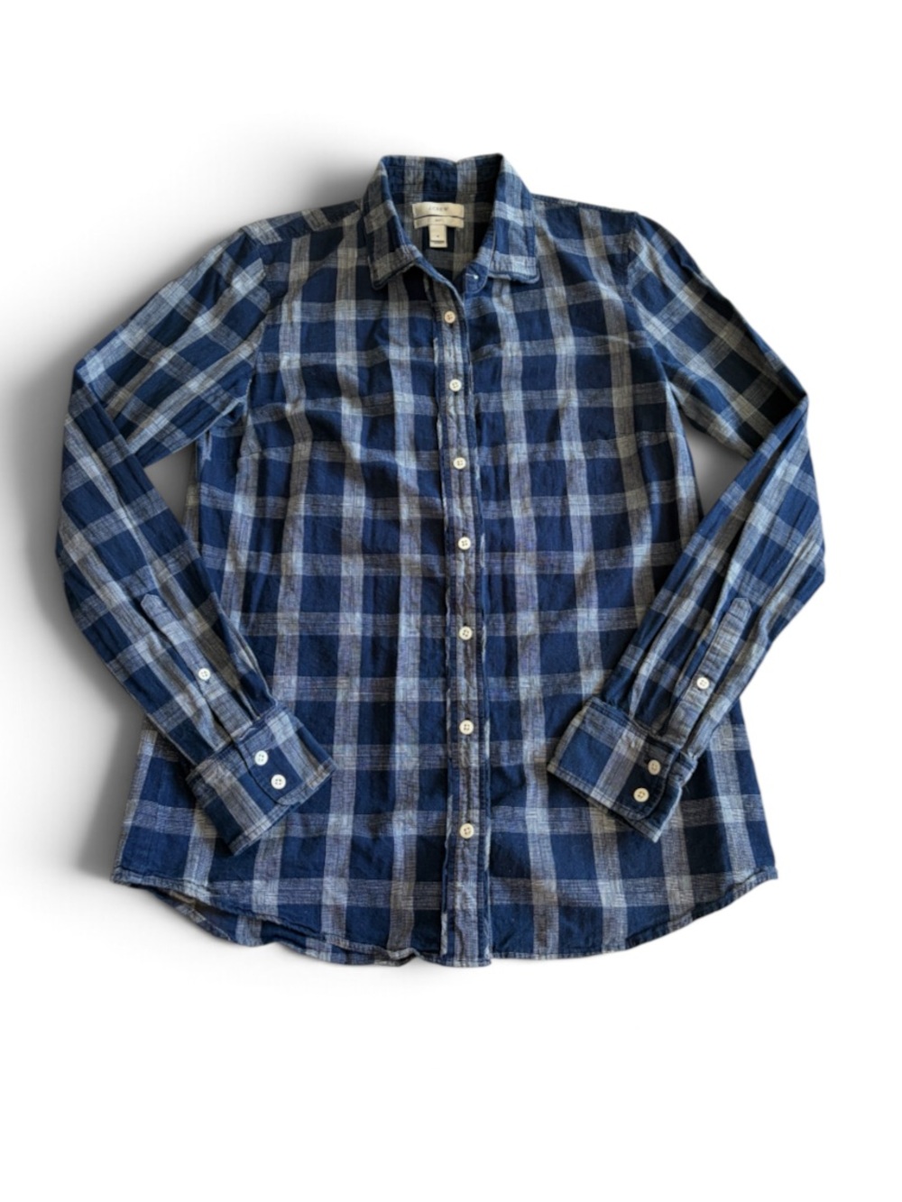 J.Crew Plaid Boy Button Down Shirt Women’s Size 4 Blue & White